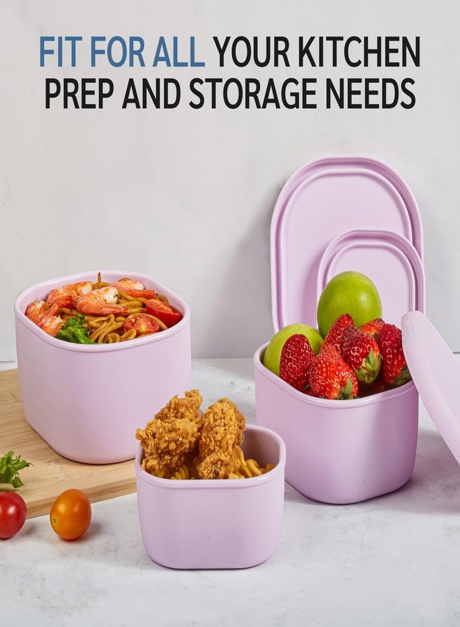 ISSEVE 6Pcs/Set Nesting Silicone Food Storage Containers with Lids, BPA Free Reusable Meal Prep Silicone Containers Lunch Box Bento Box Set (33.8oz, 20oz, 10oz, 6.7oz, 1.3oz) (Purple) - Image 4